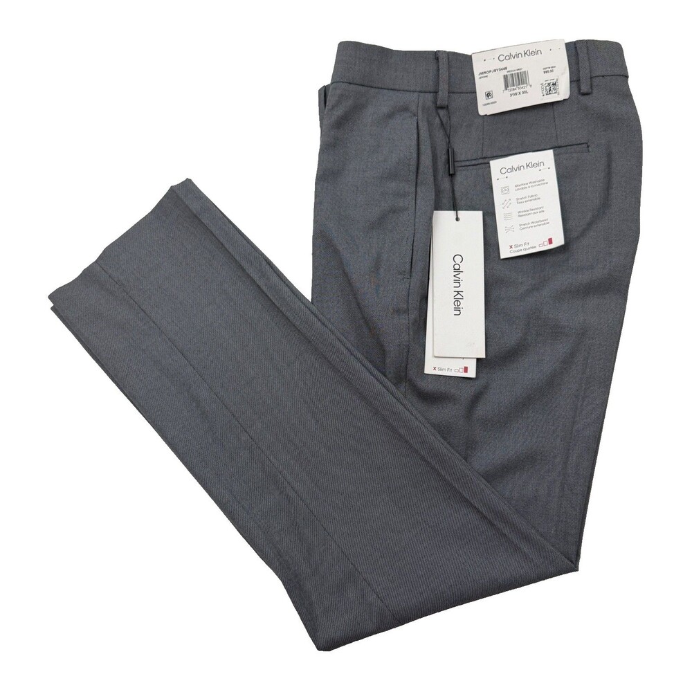 $95 NEW CALVIN KLEIN Mens 31x30 Medium Gray X Slim Fit Dress Pants/Slacks
